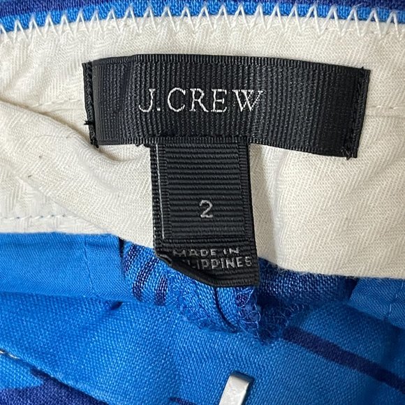 J. Crew Linen Patio Cropped Pant in Palm Blue Size 2 - Picture 4 of 12